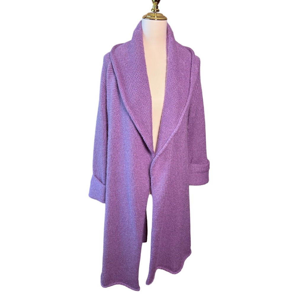 Soft Surroundings Telluride Topper XS Purple Mohair Wool Oversized Long Cardigan